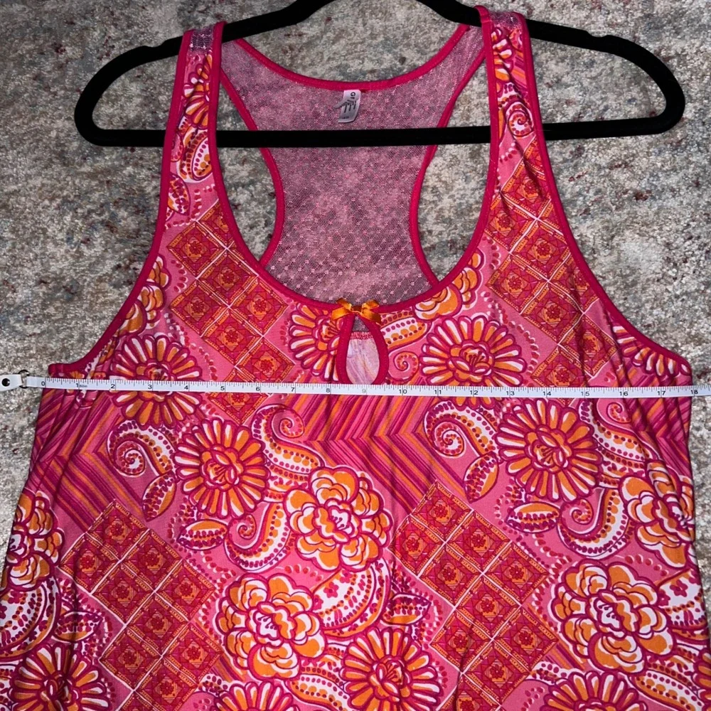 George Women's Pink Orange Floral Paisley Racerback Nightgown EUC‎